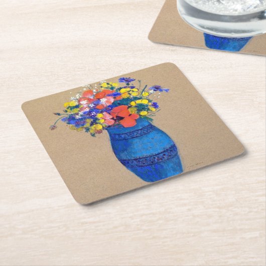 Vase der Blume, Redon Rechteckiger Pappuntersetzer (angewinkelt)