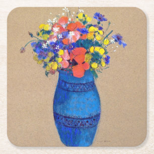 Vase der Blume, Redon Rechteckiger Pappuntersetzer