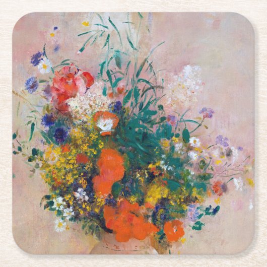 Vase der Blume, Redon Rechteckiger Pappuntersetzer (Vorderseite)