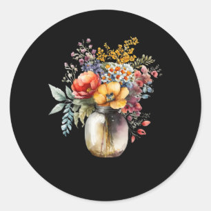 Vase der Blume Runder Aufkleber