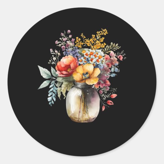 Vase der Blume Runder Aufkleber (Vorderseite)