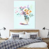 Vase der Blume Stretched Canvas Print Leinwanddruck (Insitu (Schlafzimmer))