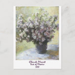 Vase der Blume von Claude Monet Postkarte<br><div class="desc">Vase der Blume von Claude Monet 1880.  19. Jahrhundert Impressionistische Malerei einer Vase von Blume in mutierten Pastellfarben.  Vintage Ölmalerei,  ich habe eine kommerzielle Lizenz für dieses Bild.</div>