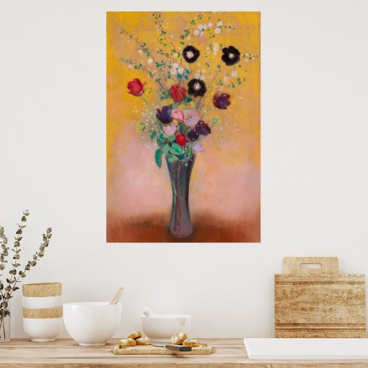 Vase der Blume von Odilon Redon Poster (Küche)