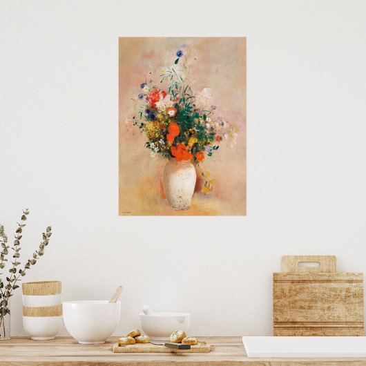 Vase der Blume von Odilon Redon Poster (Küche)