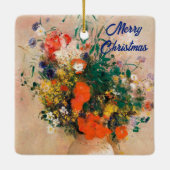 Vase der Blume von Redon Frohe Weihnachten Keramikornament (Rückseite)