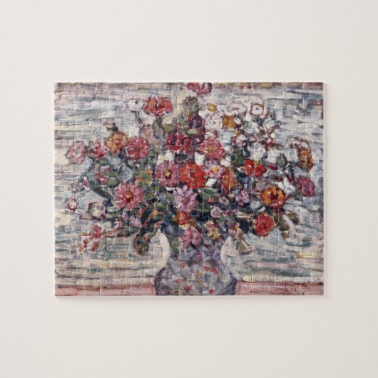 Vase der Blume, Zinnias von Maurice Prendergast Puzzle (Horizontal)