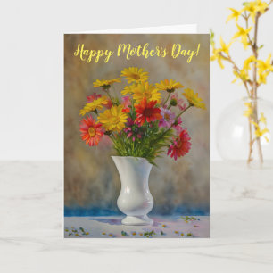 Vase der Daisy-Blume Art Day Card der Mutter Karte