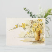 Vase der Gelben Rosen noch Leben Einladung (Stehend Vorderseite)