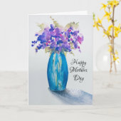 Vase der Muttertagskarte der Violetten Karte (Gelbe Blume)