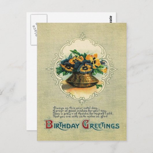 Vase der Pansy-Stiefmütterchen Postkarte (Vorne/Hinten)