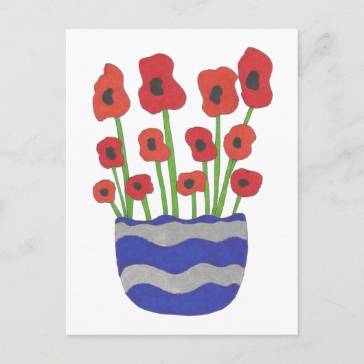 Vase der Poppies Moderne Kunst Postkarte (Vorderseite)
