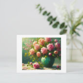 Vase der rosa Rosen Postkarte (Stehend Vorderseite)