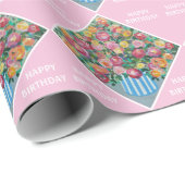 Vase der Rose Glücklich zum Geburtstag Geschenkpapier (Rolleneckpunkt)