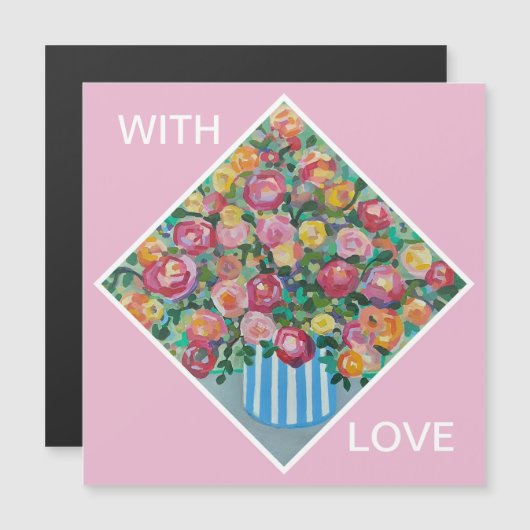 Vase der Rose Magnetkarte (Vorne/Hinten)