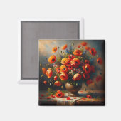 Vase der roten Poppies Magnet (Vorderseite/Rückseite)