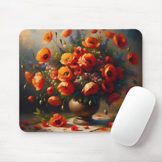 Vase der roten Poppies Mousepad (Mit Mouse)