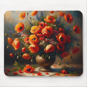 Vase der roten Poppies Mousepad