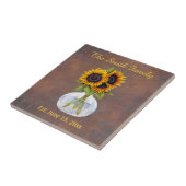 Vase der Sonnenblumen auf braunen Familiennamen Da Fliese (Seite)