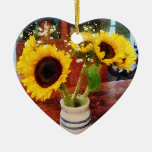 Vase der Sonnenblumen Keramikornament (Vorne)