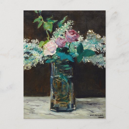 Vase der weißen Lilacs und Rose | Édouard Manet Postkarte (Vorderseite)