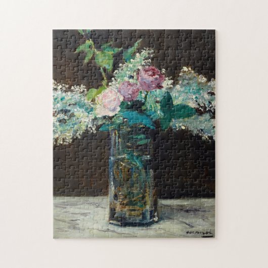 Vase der weißen Lilacs und Rose | Édouard Manet Puzzle (Vertikal)