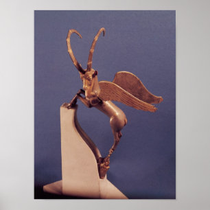 Vase-Handgriff in Form eines Flügelibex Poster