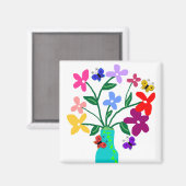 Vase in Blume Magnete Magnet (Vorderseite/Rückseite)