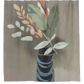 Vase minimalistischer Blätter Duschvorhang (Vorderseite)