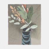 Vase minimalistischer Blätter Fleecedecke (Vorderseite)