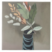 Vase minimalistischer Blätter Fliese (Vorderseite)