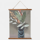 Vase minimalistischer Blätter Wandteppich Mit Holzrahmen (Vorderseite)
