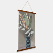 Vase minimalistischer Blätter Wandteppich Mit Holzrahmen (Gewinkelt)