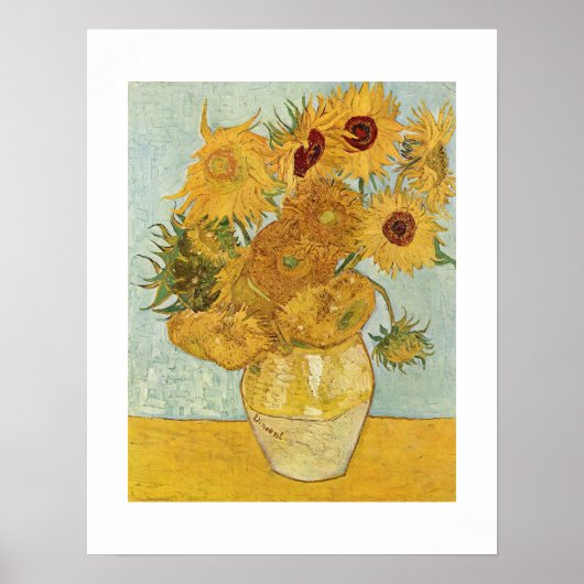 Vase mit 12 Sonnenblumen Van Gogh Original-Aspekt Poster (Vorne)