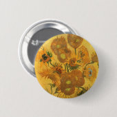 Vase mit 15 Sonnenblumen von Vincent van Gogh Button (Vorne & Hinten)