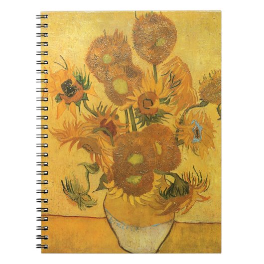 Vase mit 15 Sonnenblumen von Vincent van Gogh Notizblock (Vorderseite)