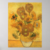 Vase mit 15 Sonnenblumen von Vincent van Gogh Poster (Vorne)