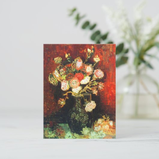 Vase mit Asters & Phlox Van Gogh Fine Art Postkarte (Stehend Vorderseite)