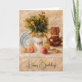 Vase mit Blume, Kaffee und Obst, van Gogh Karte (Vorderseite)