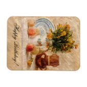 Vase mit Blume, Kaffee und Obst, van Gogh Magnet (Horizontal)