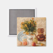 Vase mit Blume, Kaffee und Obst, van Gogh Magnet (Vorderseite/Rückseite)