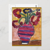 Vase mit Blume Postkarte (Vorne/Hinten)