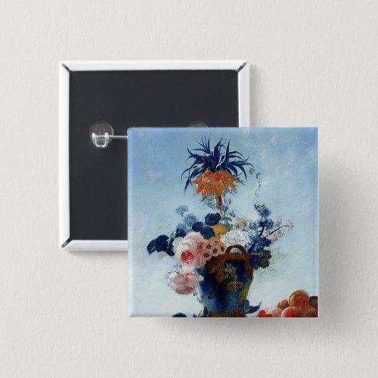 Vase mit Blumen Button (Vorne & Hinten)