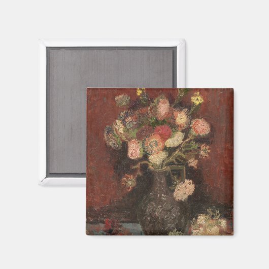 Vase mit chinesischen Asterern und Gladioli van Go Magnet (Vorderseite/Rückseite)