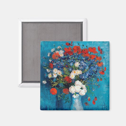 Vase mit Cornblumen und Pfefferkuchen, Van Gogh Magnet (Vorderseite/Rückseite)