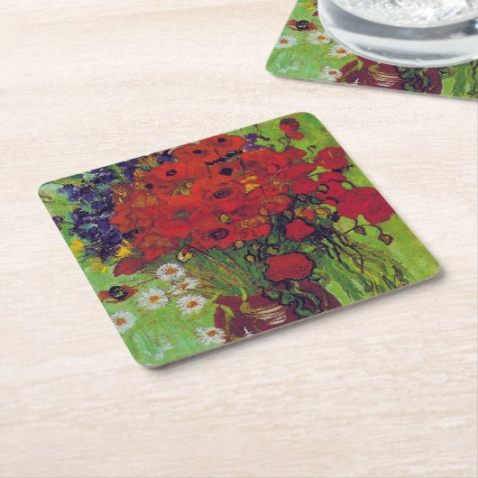 Vase mit Cornblumen und Pfefferkuchen, Van Gogh Rechteckiger Pappuntersetzer (angewinkelt)