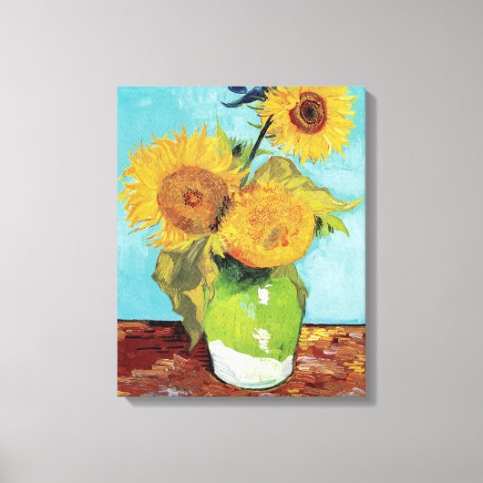 Vase mit drei Blume von Vincent Van Gogh Leinwanddruck (Vorderseite)