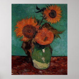 Vase mit drei Sonnenblumen, van Gogh Poster