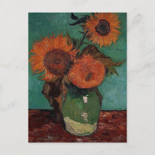 Vase mit drei Sonnenblumen, van Gogh Postkarte