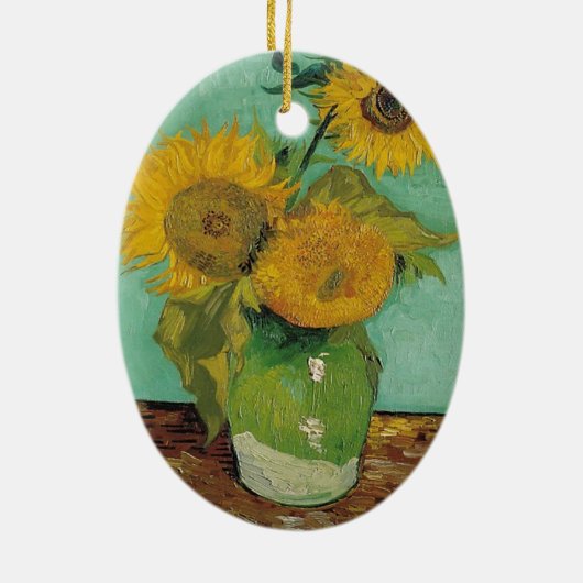 Vase mit drei Sonnenblumen, Vincent van Gogh Keramikornament (Hinten)